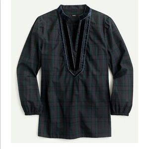 J crew velvet trimmed, plaid tunic